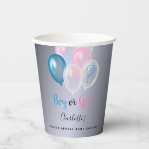 Geschlecht enthüllt Baby Dusche blau pink silber Pappbecher