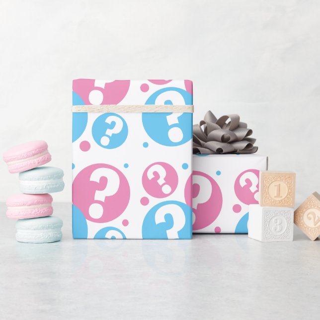 Geschlecht enthüllt Fragezeichen für Mädchen mit B Geschenkpapier (Babyparty)