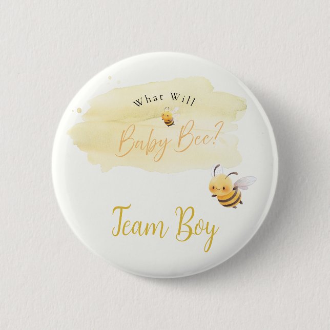 Geschlecht-Enthüllungs-Button Bienen Team Junge Button (Vorderseite)