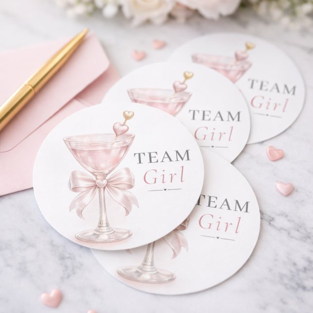 Geschlecht-Enthüllungs-Team Mädchen Rosa Martini K Runder Aufkleber (Von Creator hochgeladen)