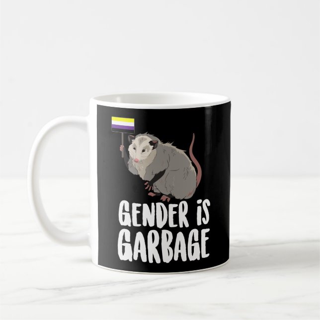 Geschlecht ist Müll Genderfluid non-binäre Possum Kaffeetasse (Links)