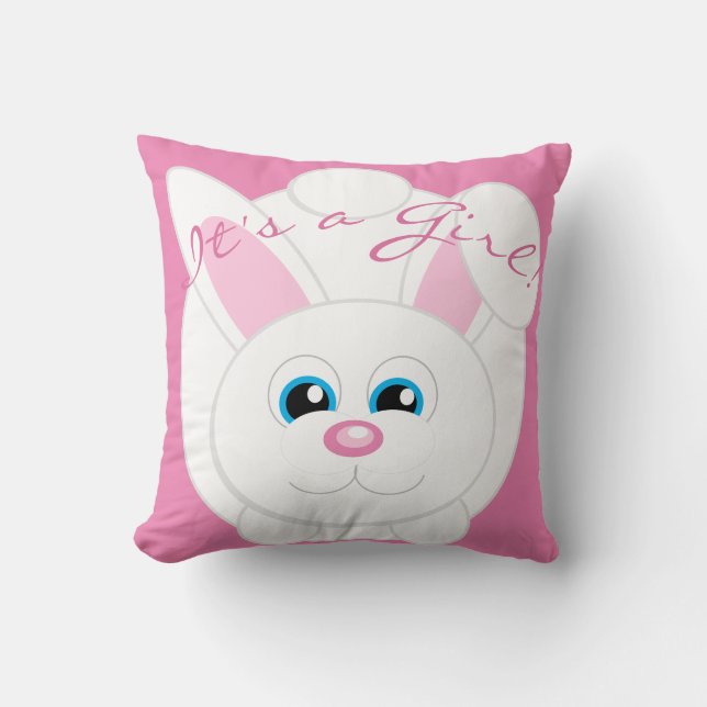 Geschlecht Niedlicher Cartoon Bunny Pink Throw Kis Kissen (Vorderseite)