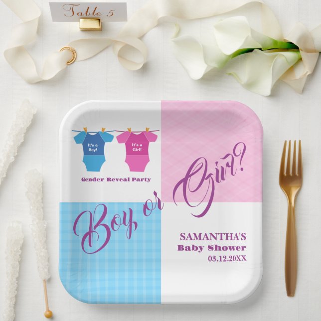 Geschlecht offenbaren Baby-Duschjunge oder Mädchen Pappteller (Hochzeit)