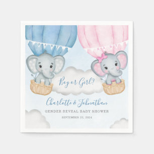 Geschlecht offenbaren Elephant Balloon Baby Shower Serviette