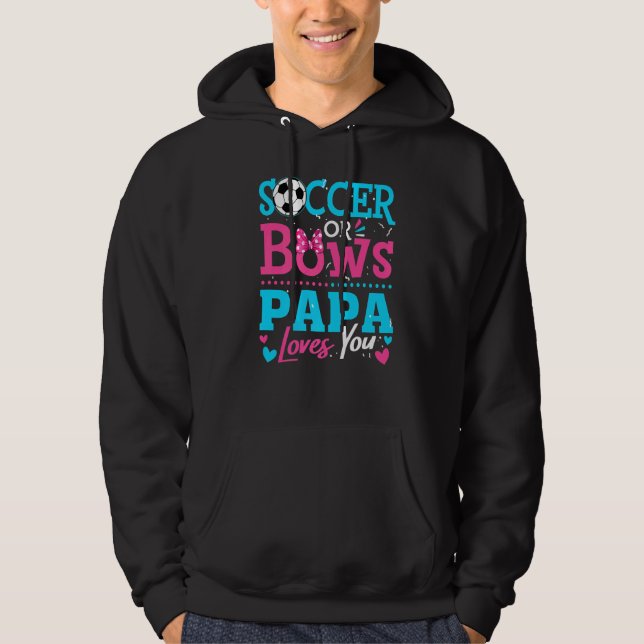 Geschlecht offenbaren Fußball oder Bögen Papa-Lieb Hoodie (Vorderseite)
