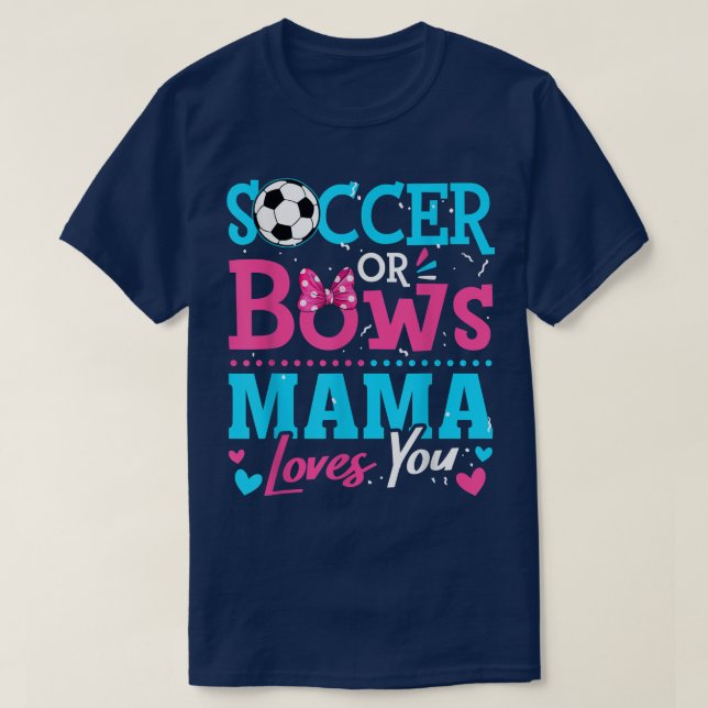 Geschlecht offenbaren Fußball oder Bows Mama-Liebe T-Shirt (Design vorne)
