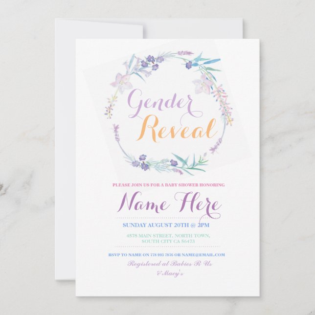 Geschlecht offenbart Baby Dusche Rosa Party Einlad Einladung (Vorderseite)