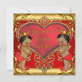 Geschlecht offenbart Baby Shower Boy Girl Red Ethn Einladung