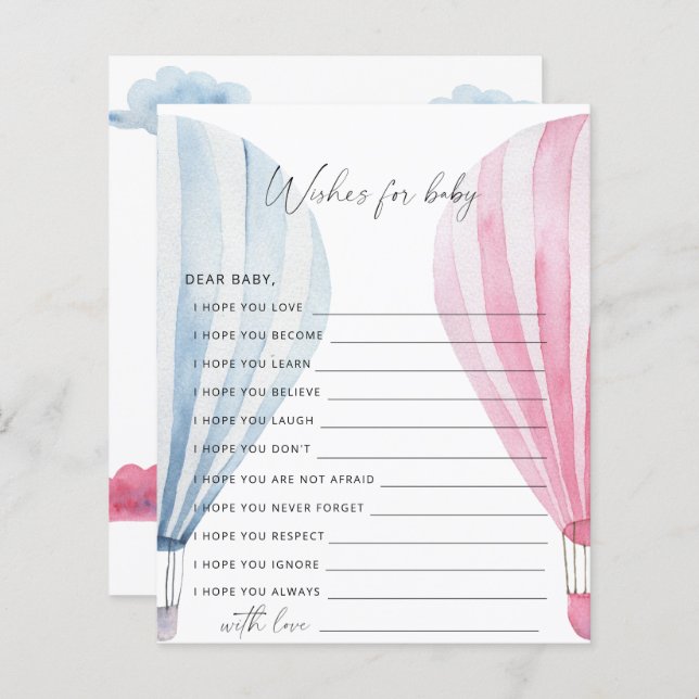 Geschlecht offenbart Ballons | Wünsche für Babyspi (Vorne/Hinten)