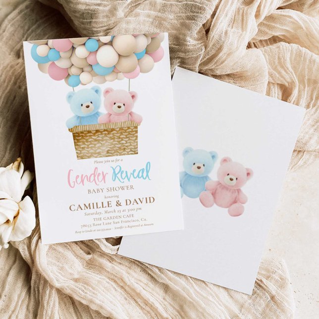 Geschlecht offenbart Bären Hot Air Ballon Einladung (Von Creator hochgeladen)