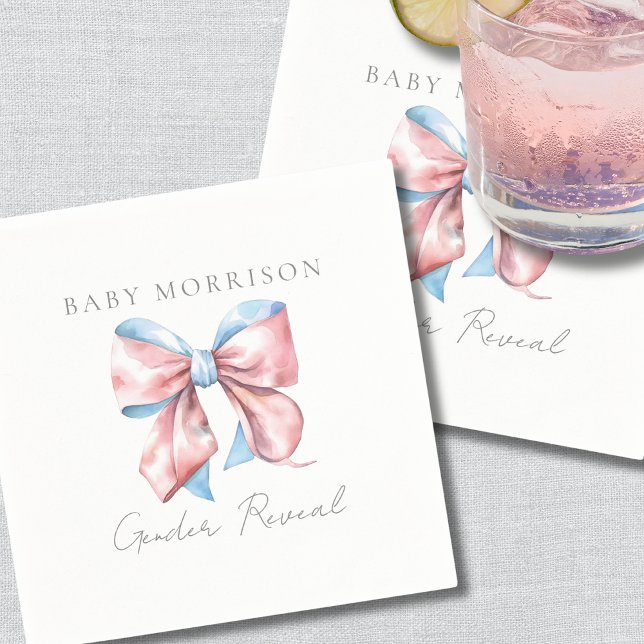 Geschlecht offenbart blaue und rosafarbene Kuh Serviette (Gender Reveal Blue And Pink Bow Napkins)