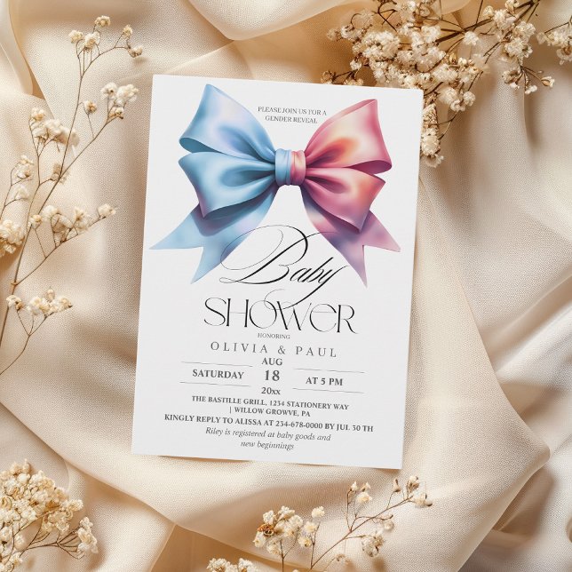 Geschlecht offenbart Bow Pink und blau Baby Boy Gi Einladung (Von Creator hochgeladen)