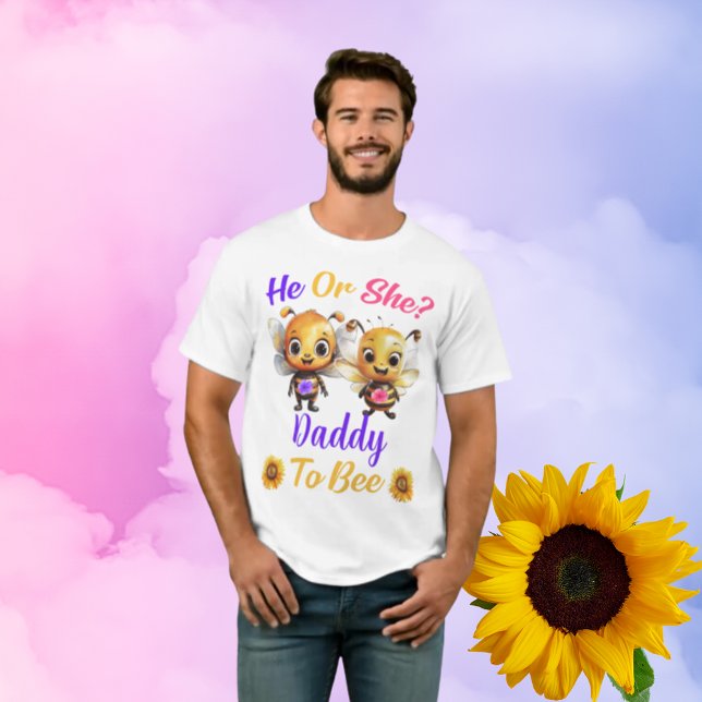 Geschlecht offenbart, dass er oder sie Daddy Unise T-Shirt (Gender Reveal He or She Daddy to Bee Unisex White T-Shirt)