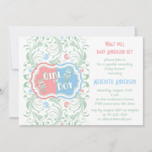 Geschlecht offenbart Einladung Pink Blue Floral Ba