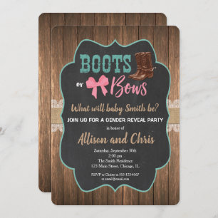 Geschlecht offenbart Einladungsschuhe und Bögen Einladung