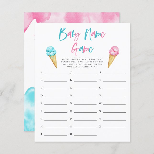 Geschlecht offenbart Eis Cream Baby Name Duwer Gam (Vorne/Hinten)