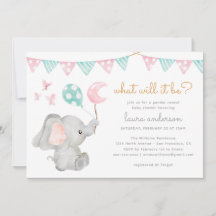 Geschlecht offenbart Elephant Baby Shower