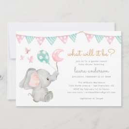 Geschlecht offenbart Elephant Baby Shower Einladung
