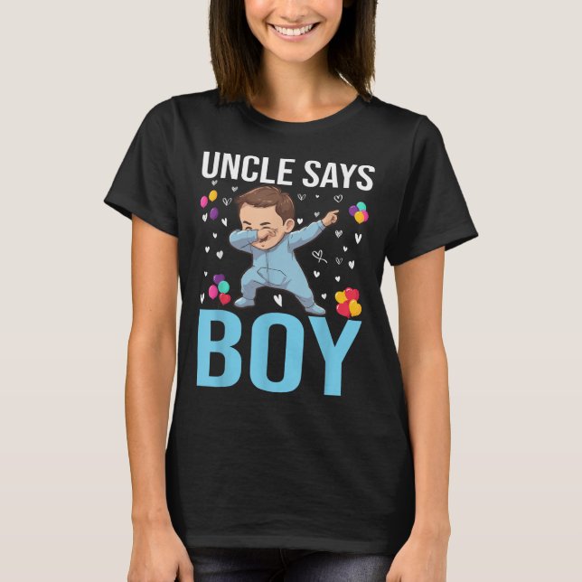 Geschlecht offenbart Onkel sagt Boy Matching Famil T-Shirt (Vorderseite)