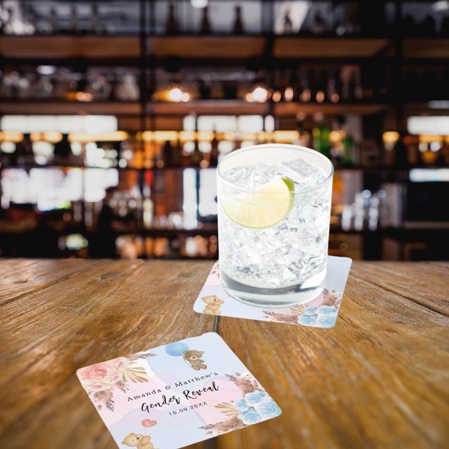 Geschlecht offenbart Party Pampas Teddy Bär pink b Rechteckiger Pappuntersetzer (Von Creator hochgeladen)