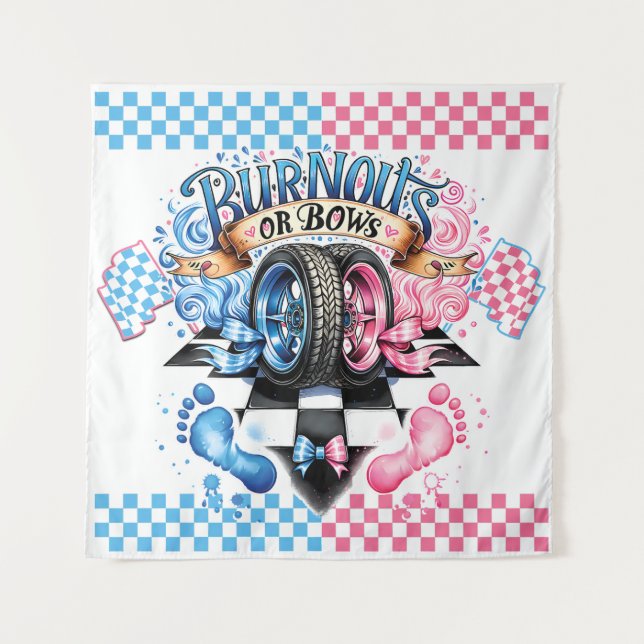 Geschlecht offenbart Party rosa blaue Kulisse Wandteppich (Vorderseite)