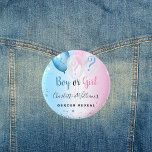 Geschlecht offenbart Party Rosa blauen Jungen Mädc Button<br><div class="desc">Für ein Geschlecht zeigen Sie Babydusche,  Ein blaues und rosa Farbverlauf Hintergrund. Glitzer und Blau,  rosa und weiße Ballons. Mit dem Text: Junge oder Mädchen. Personalisieren und den Namen der Eltern hinzufügen.</div>