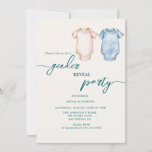Geschlecht offenbart Party rosa und blaue Baby-Anz Einladung