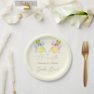 Geschlecht offenbart Pink Blue Bow Lemon Pappteller