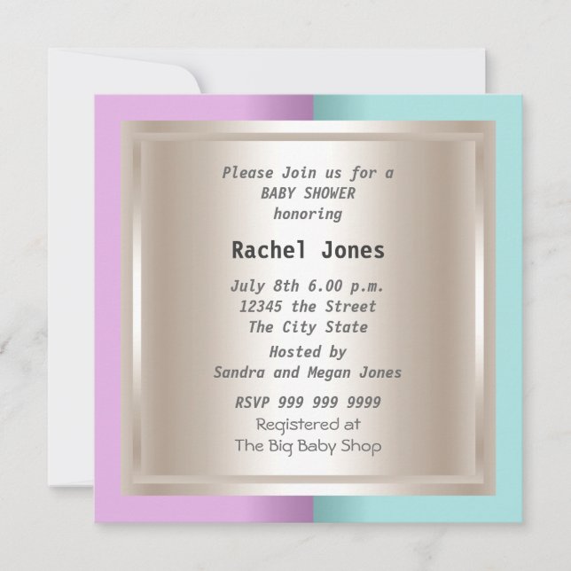 Geschlecht offenbart Pink Blue Cream Baby Shower P Einladung (Vorderseite)