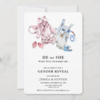Geschlecht offenbart Pink Blue Watercolor Baby Clo