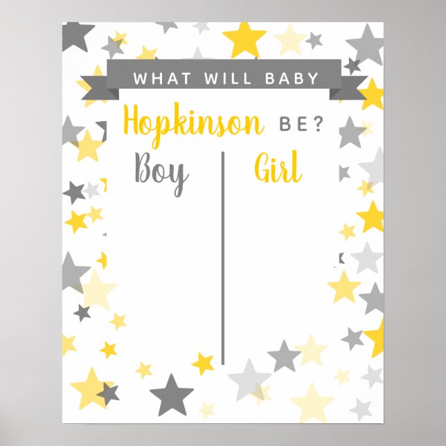 Geschlecht offenbart Plakatgeber Party signieren J Poster (Vorne)