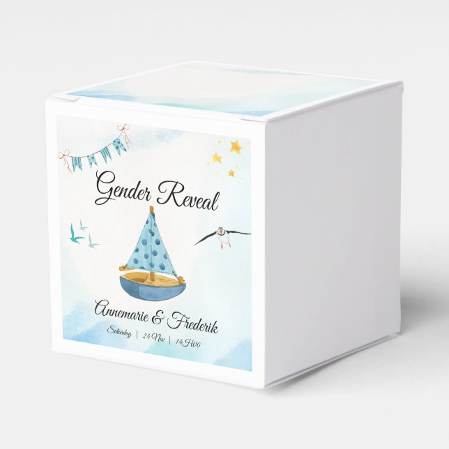 Geschlecht offenbart Sailboat Geschenkschachtel (Vorderseite)