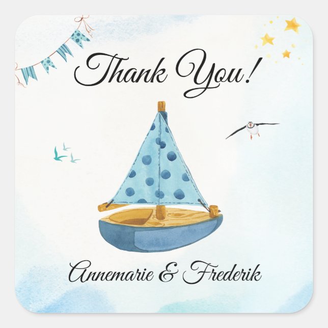 Geschlecht offenbart Sailboat Quadratischer Aufkleber (Vorderseite)