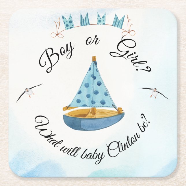 Geschlecht offenbart Sailboat Rechteckiger Pappuntersetzer (Vorderseite)