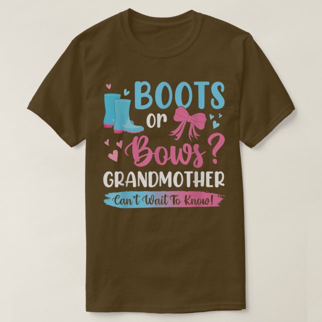 Geschlecht offenbart Stiefel oder Bögen Großmutter T-Shirt (Design vorne)