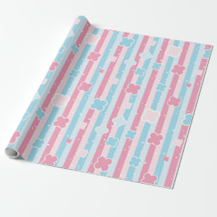 Geschlecht offenbart Streifen Blue Pink Pastel Bab Geschenkpapier