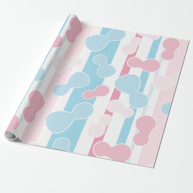 Geschlecht offenbart Streifen Blue Pink Pastel Bab Geschenkpapier (Ungerollt)