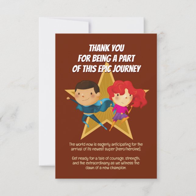 Geschlecht offenbart Superhelden Niedlich Blue Pin Dankeskarte (Vorderseite)