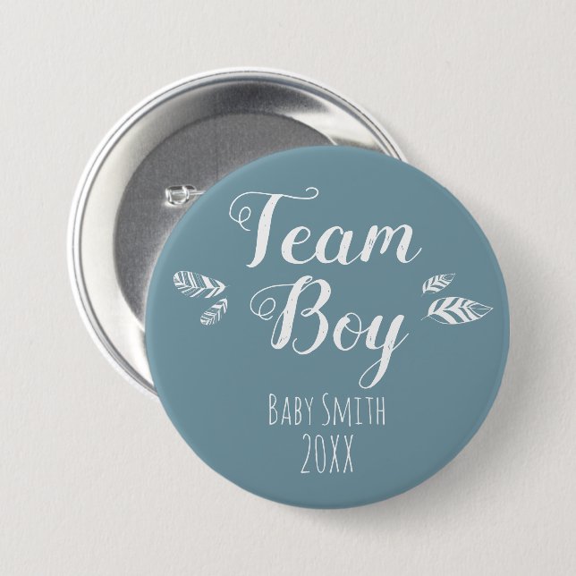 Geschlecht offenbart Team Boy blauer Button (Vorne & Hinten)