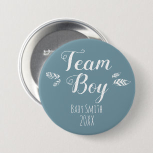 Geschlecht offenbart Team Boy blauer Button