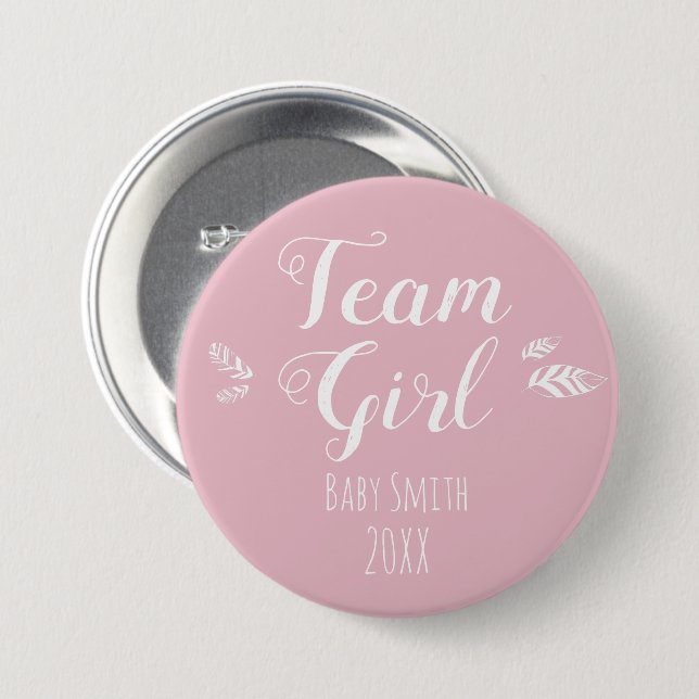 Geschlecht offenbart Team Girl pink Button (Vorne & Hinten)