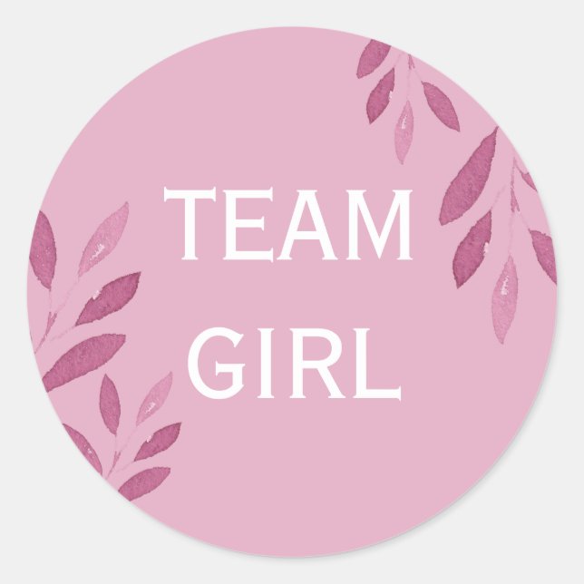 Geschlecht offenbart Team Girl rosa Aquarellblume Runder Aufkleber (Vorderseite)
