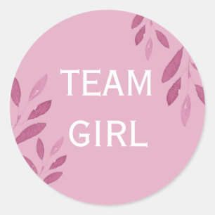 Geschlecht offenbart Team Girl rosa Aquarellblume Runder Aufkleber