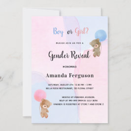 Geschlecht offenbart Teddy Bären pink blauen Junge Einladung