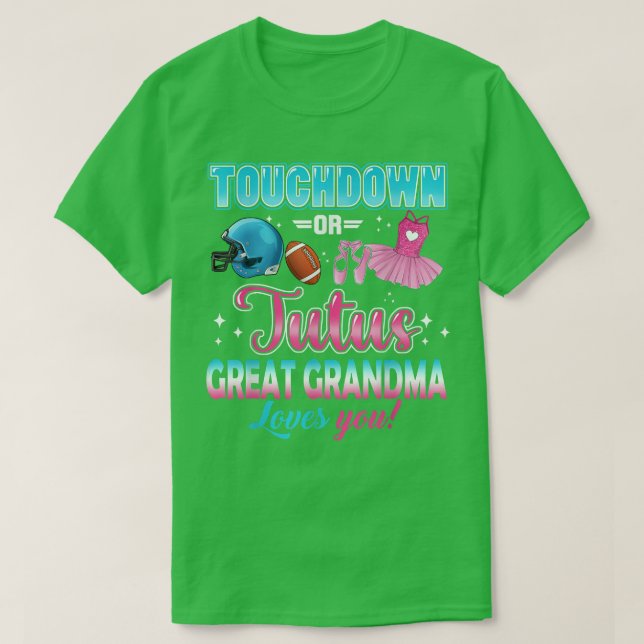 Geschlecht offenbart Touchdowns oder Tutus Große O T-Shirt (Design vorne)