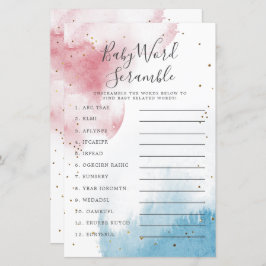 Geschlecht offenbart Watercolor Baby Word Scramble