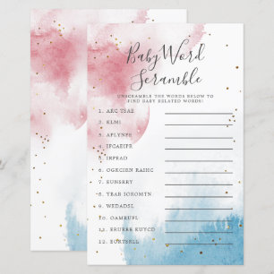 Geschlecht offenbart Watercolor Baby Word Scramble