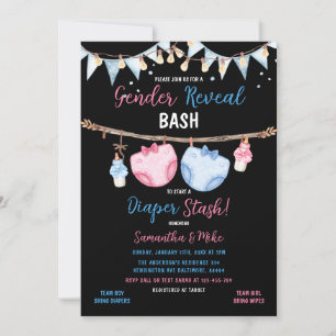 Geschlecht offenbart Windeln Stash Clothesline Er  Einladung
