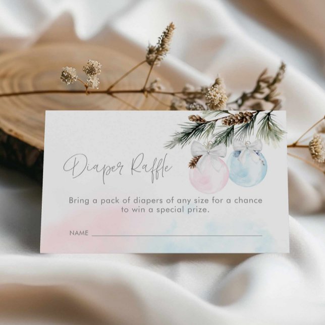 Geschlecht offenbart Winter-Baby-Duschdusche Diape Begleitkarte (Winter Gender Reveal Diaper Raffle Ticket Card)