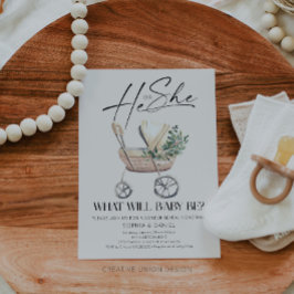 Geschlecht Reveal Boho Baby Stroller Baby Shower Einladung